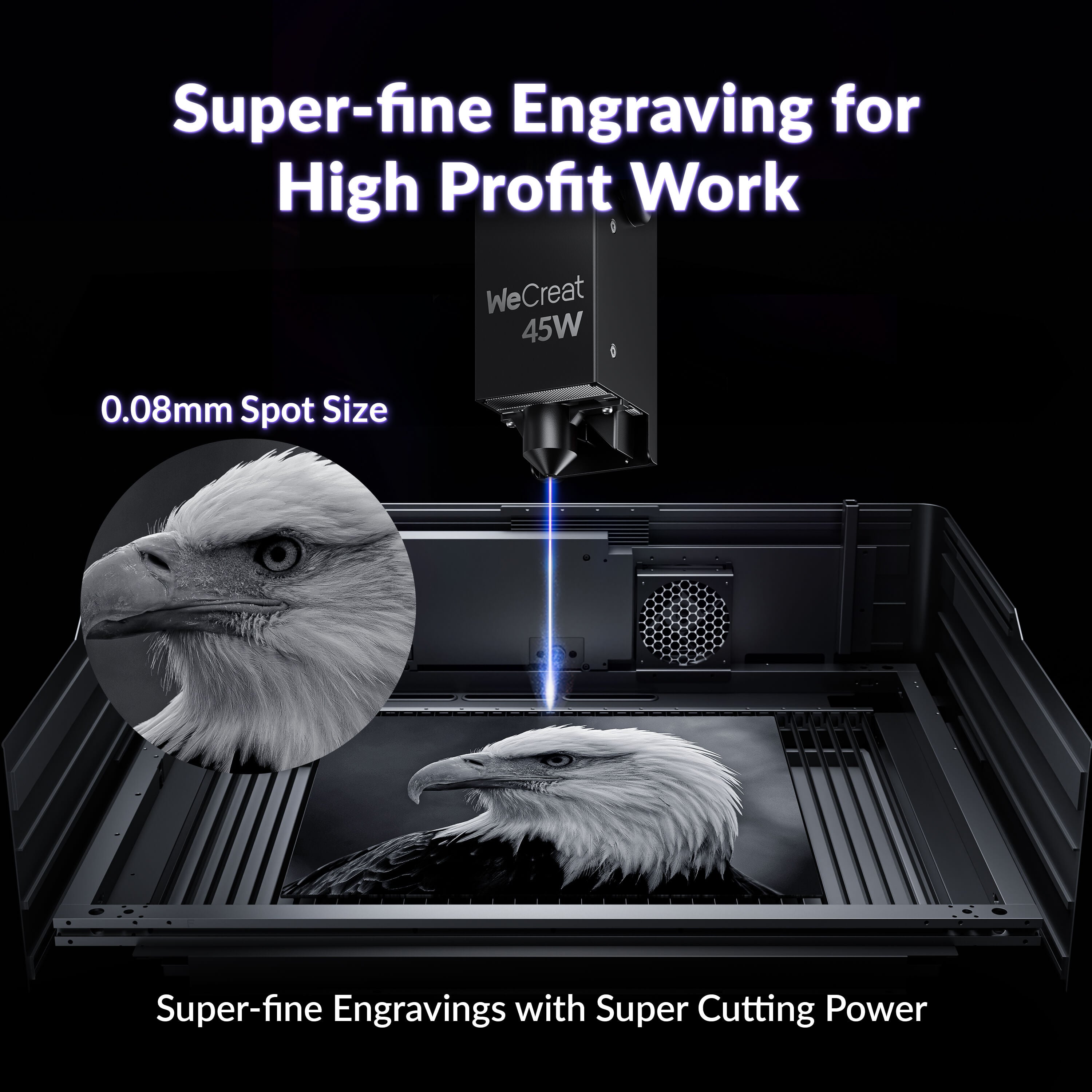 WeCreat Vision Pro – Desktop Laser Cutter with 60W-Equivalent